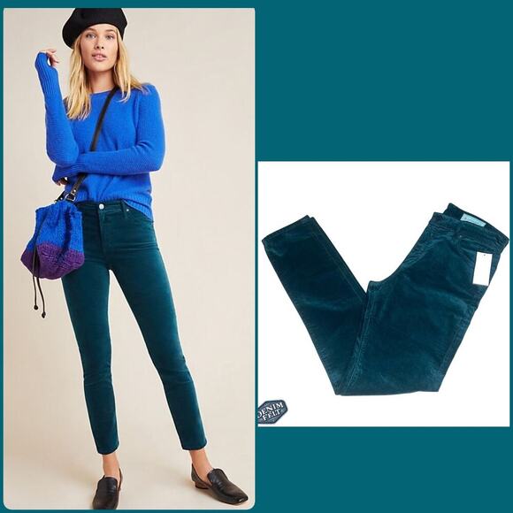 AG Adriano Goldschmied/Anthropologie High Rise Stevie Ankle Velvet Jeans | NEW! - Picture 1 of 16